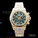 AR Factory 904L Rolex Cosmograph Daytona Watches Swiss 4130 Yellow Gold Green Dial 